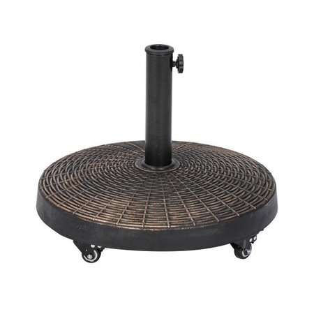 BLUE WAVE Blue Wave NU6892 50 lbs All-Weather Outdoor Square Resin Umbrella Base with Wheels - Bronze NU6892